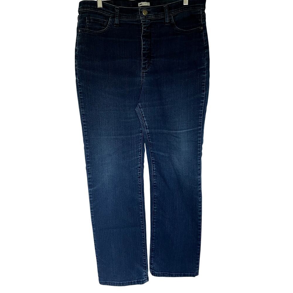 Lee At The Waist Denim Jeans 16 Medium Dark Wash Women Cotton Blend Stretch